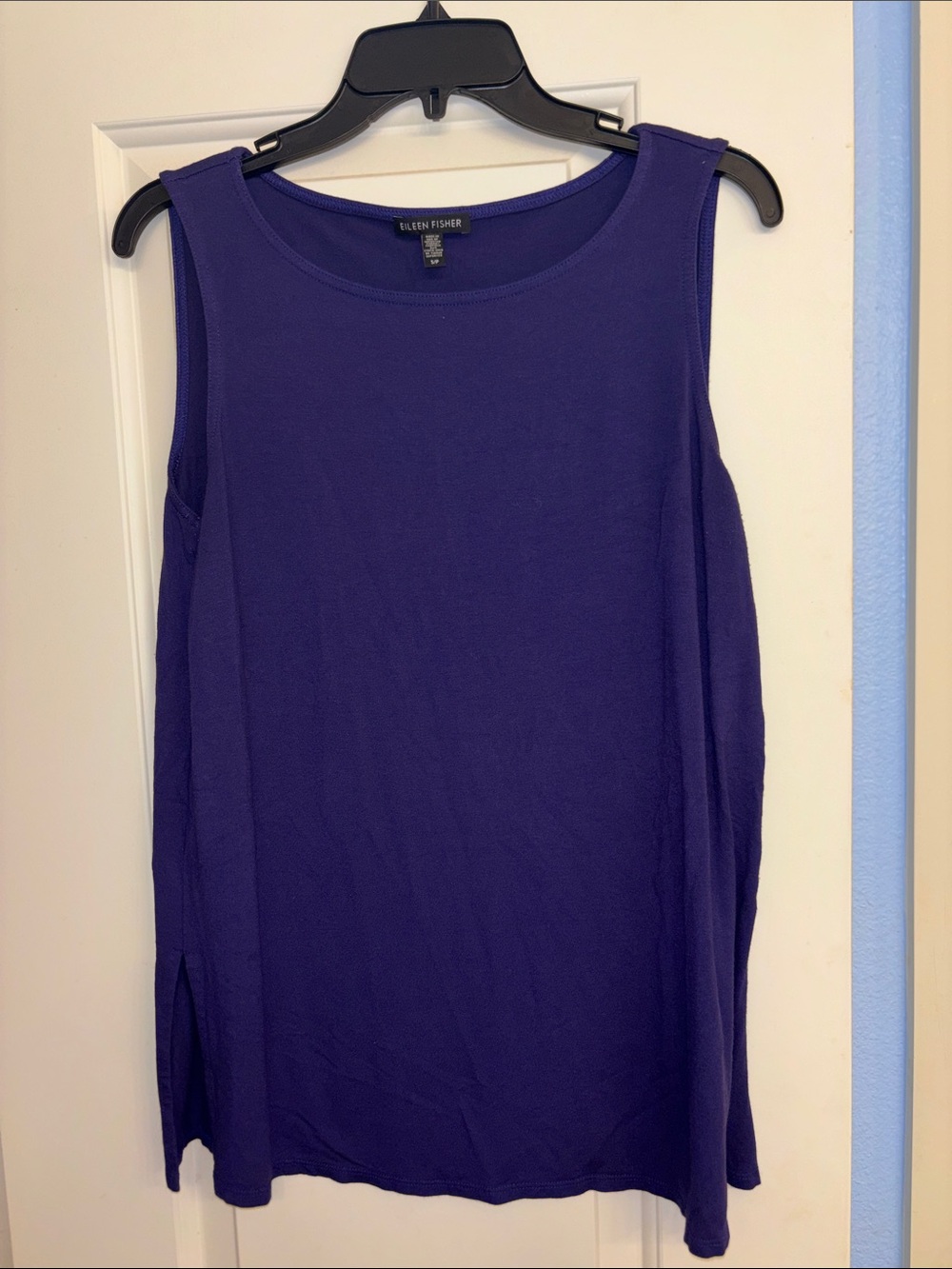 Eileen Fisher Deep Purple Sleeveless Tank Jersey knit top S